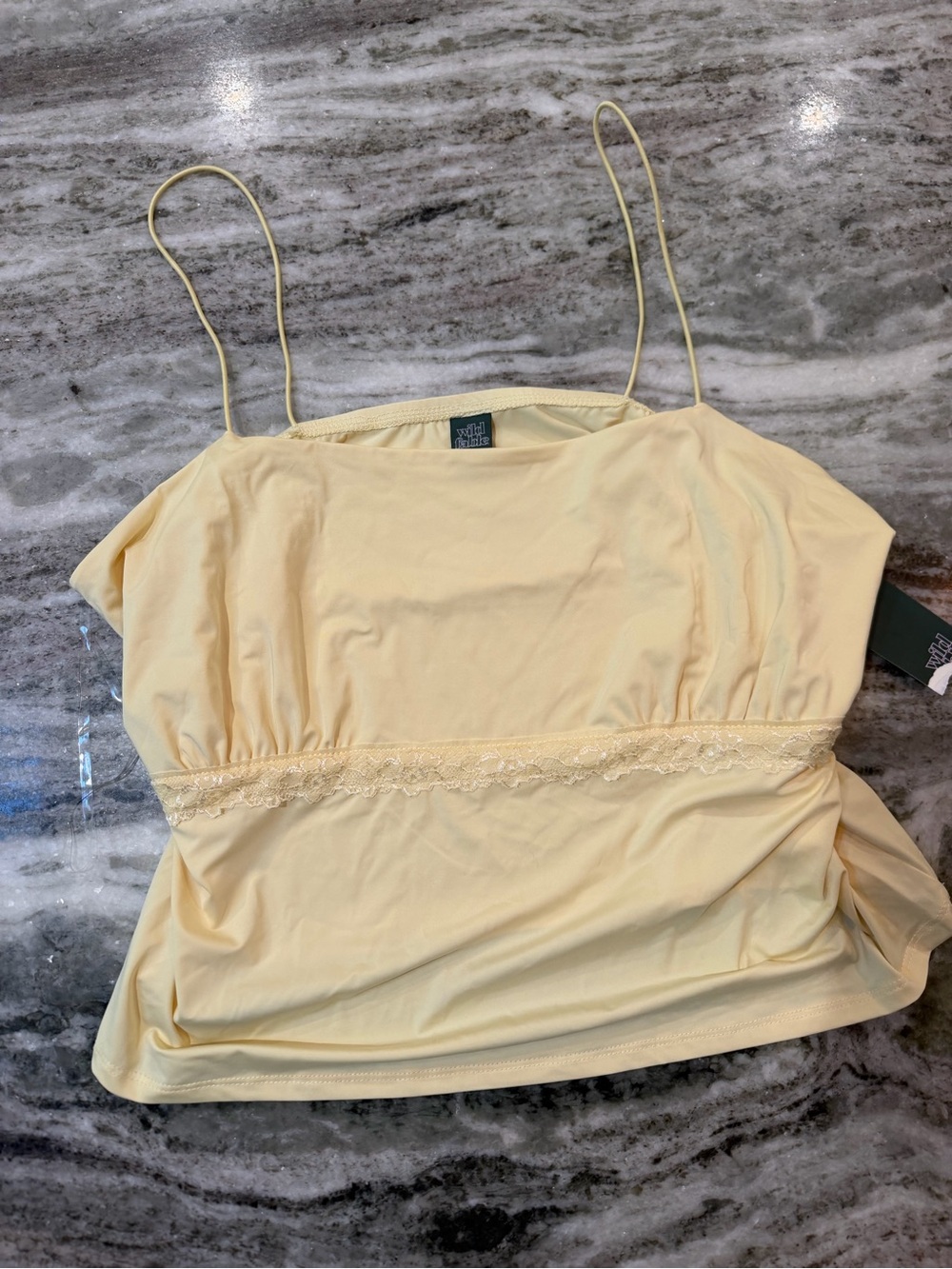 NWT wild fable Pale Yellow Lace-Trim Spaghetti Strap Camisole
